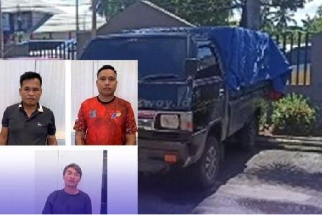 Mobil pick up yang digunakan untuk penyelewengan solar subsidi. Inzet : 3 tersangka
