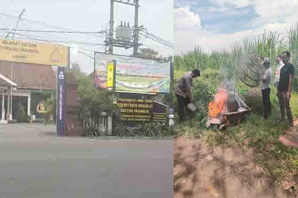 Polsek Prambon dan pemusnahaan perlengkapan sabung ayam di Desa Jatikalang