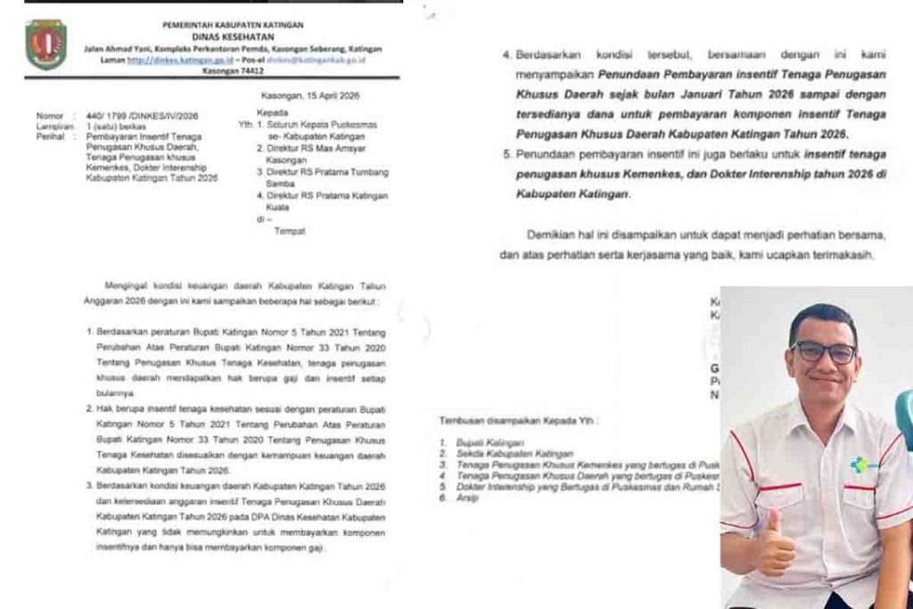 Surat edaran Dinas Kesehatan Katingan. Inzet : drg Yosua
