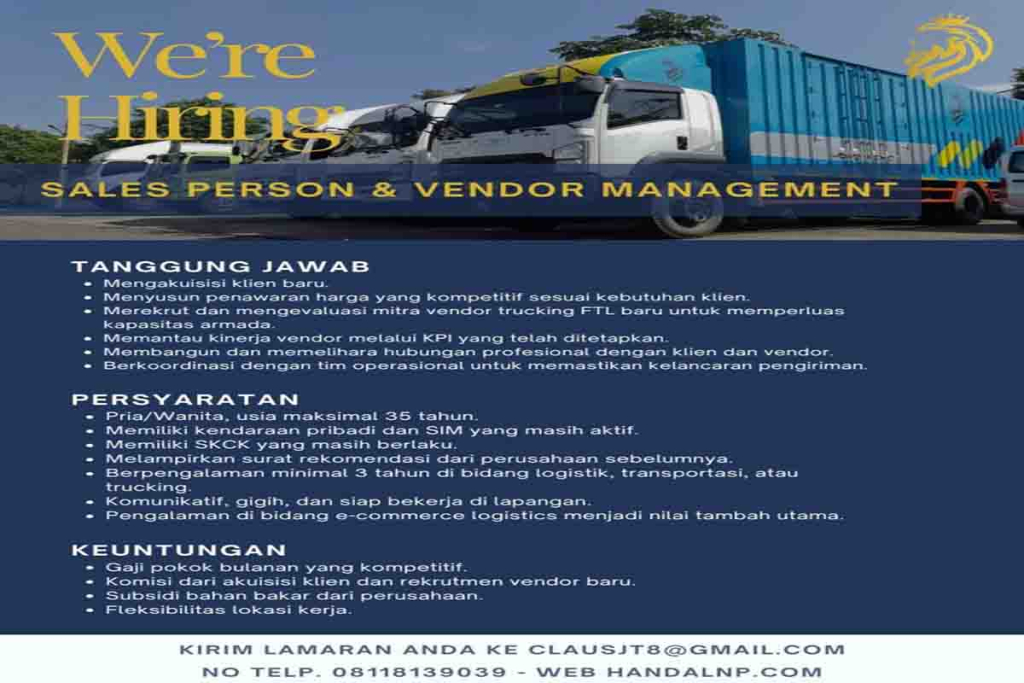 Lowongan kerja di PT Handal Nusa Perkasa