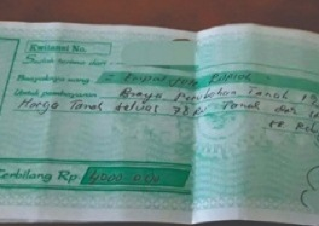 Contoh kuitansi pembelian tanah