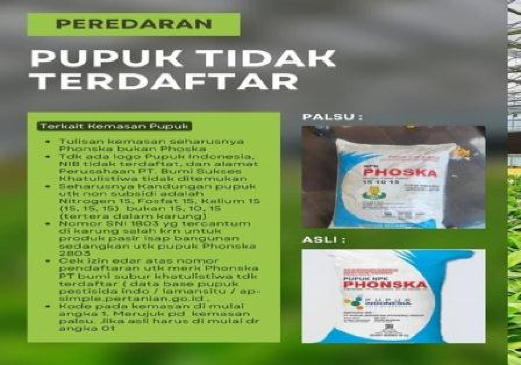 Temuan tentang pupuk PT Bumi Subur Khatulistiwa