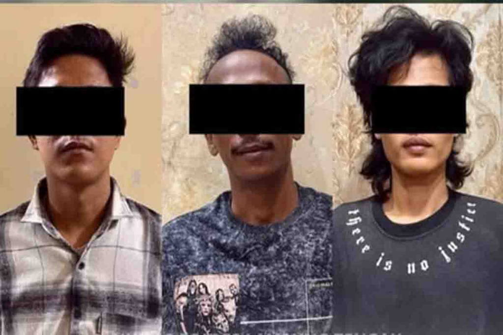 3 pelaku pengeroyokan di Jalan Kampung Sri Agung–Bandar Sari.