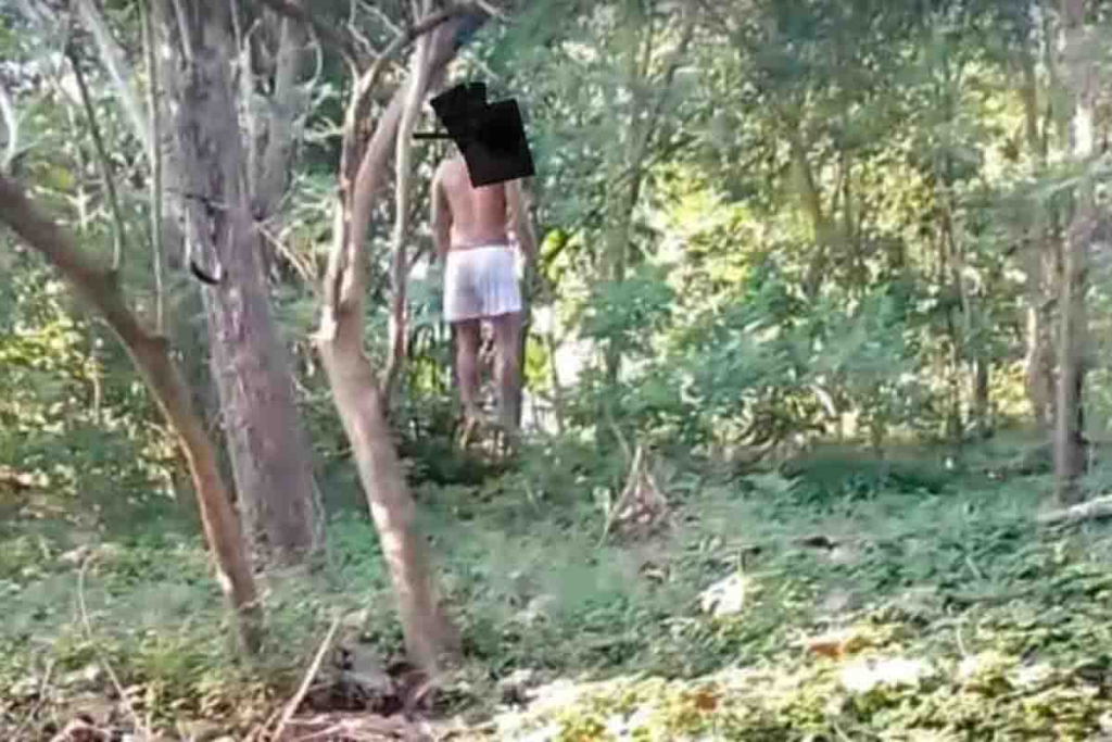 Jasad Kurniawan menggantung di pohon