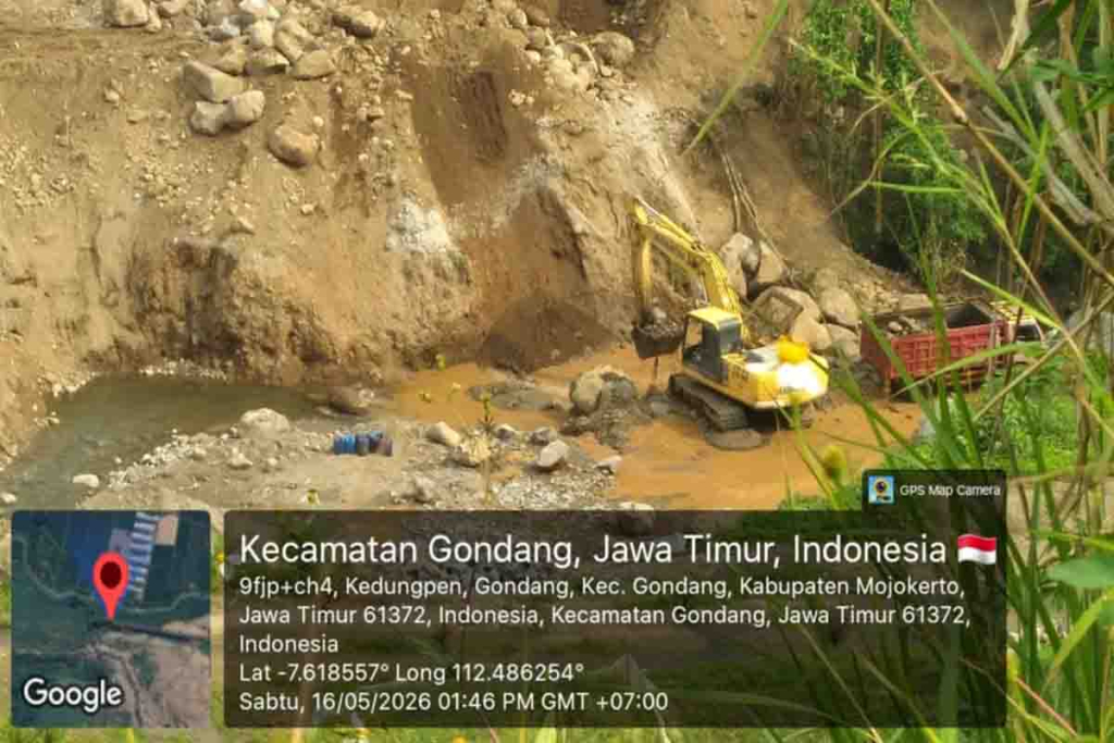 Aktivitas penambangan di Desa Gondang, Kecamatan Gondang, Kabupaten Mojokerto