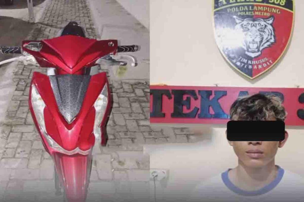 Pelaku pembacokan terhadap anak dan barang bukti motor