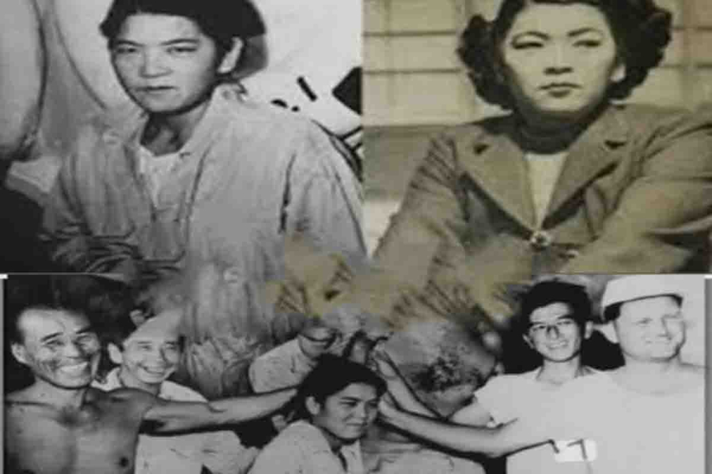 Kazuko bersama puluhan pria di Pulau Saipan