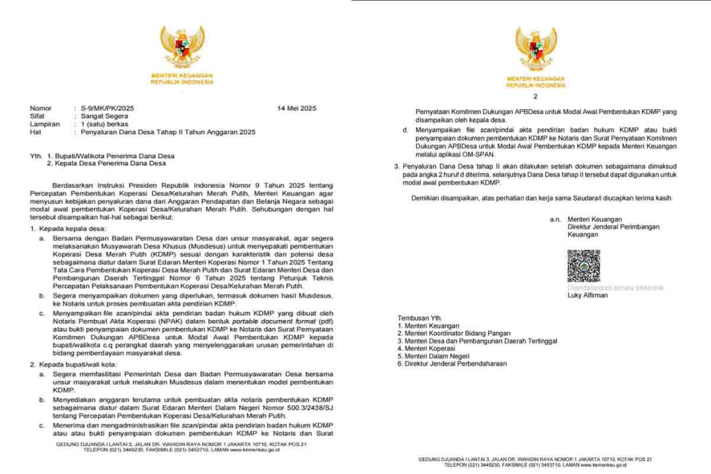 Surat Edaran dari Menteri Keuangan