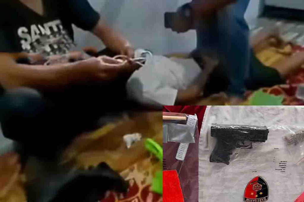 Penangkapan Ciko Dodi Gumantara. Inzet : senjata api yang diamankan Polres Bangkalan