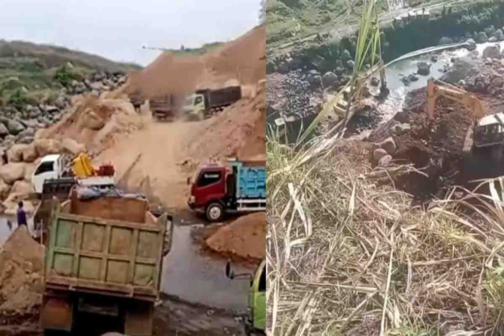 Tambang galian c di Sungai Pikatan masuk wilayah Kabupaten Mojokerto