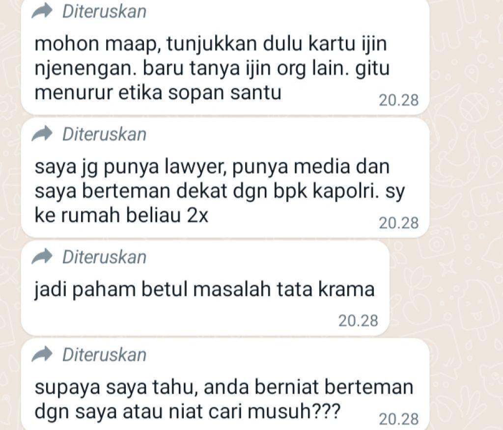 Jawaban An saat dikonfirmasi perihal izin usaha kavling yang dikelolanya