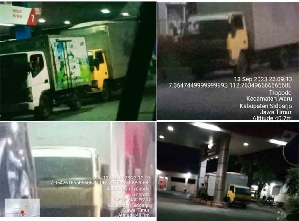 Aksi mobil boks saat mengisi Bio Solar di SPBU kawasan Tropodo