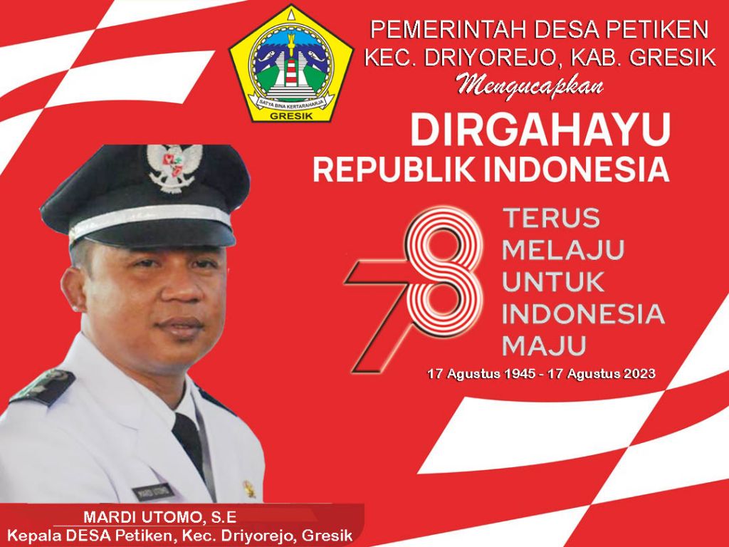 Ucapan HUT RI dari Kepala Desa Petiken, Mardi Utomo, S.E