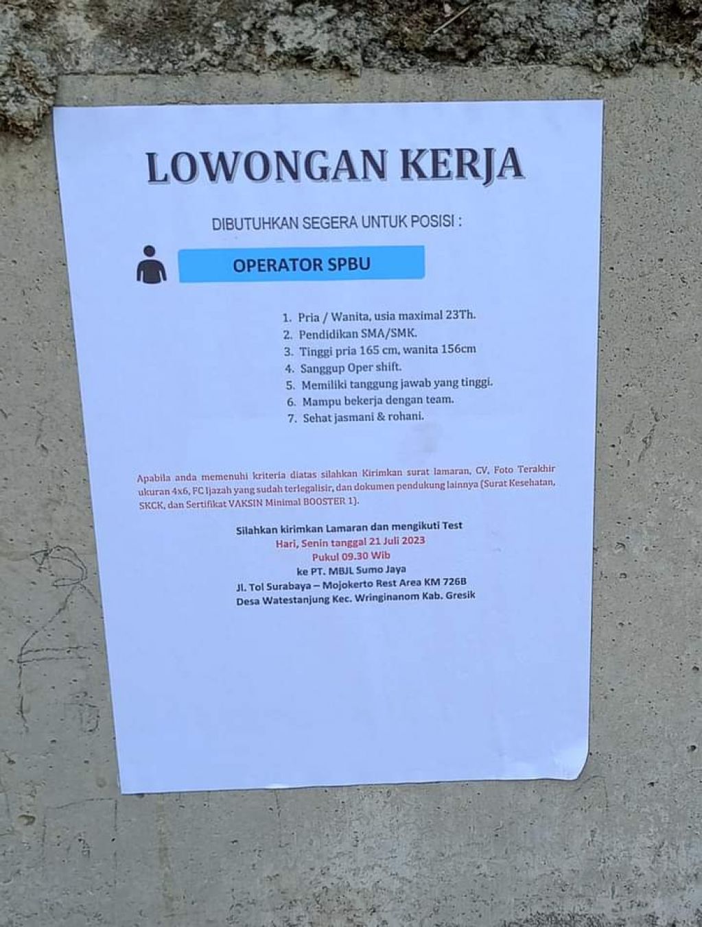 Lowongan kerja jadi operator SPBU