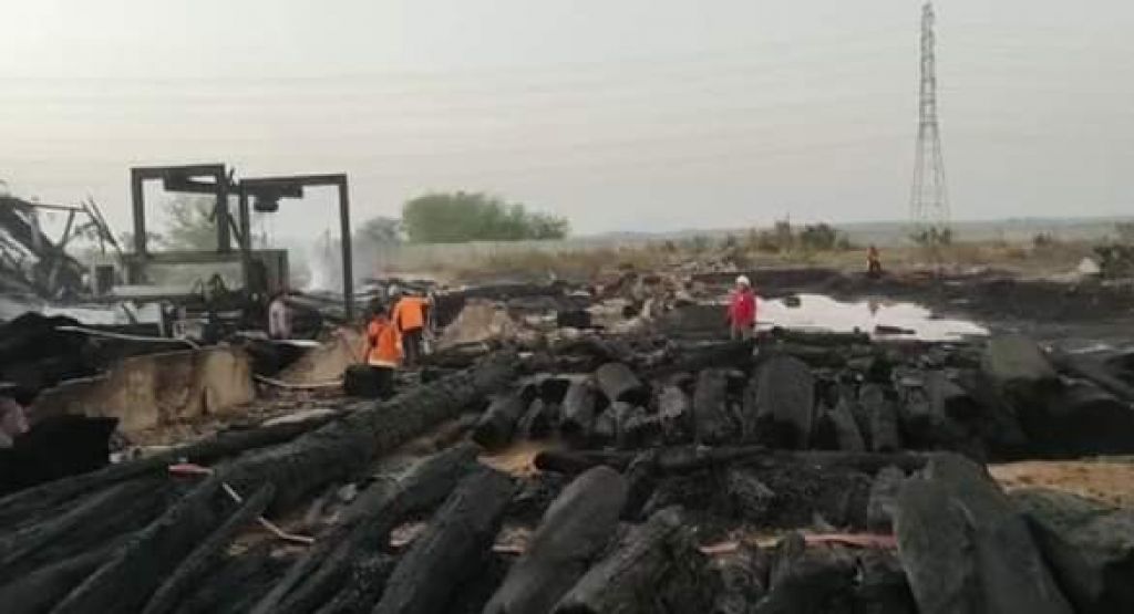 Kondisi TKP usai pemadaman api, pada Minggu pagi.