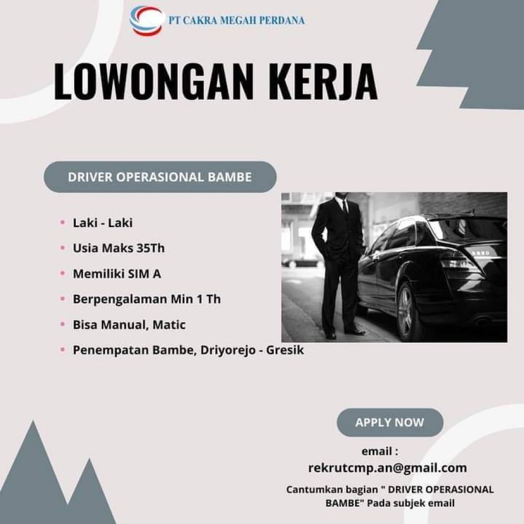 Lowongan kerja PT Cakra Megah Perdana