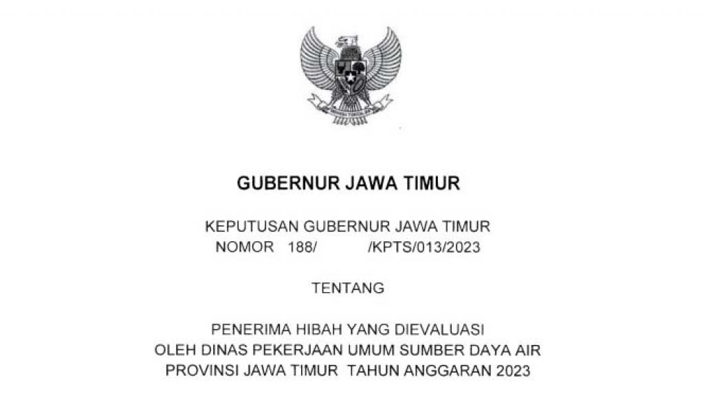 Draf surat Keputusan Gubernur Jawa Timur