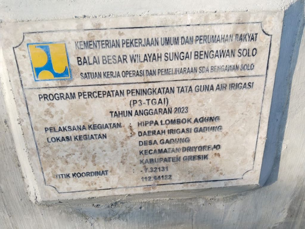 Prasasti program P3-TGAI di Desa Gadung