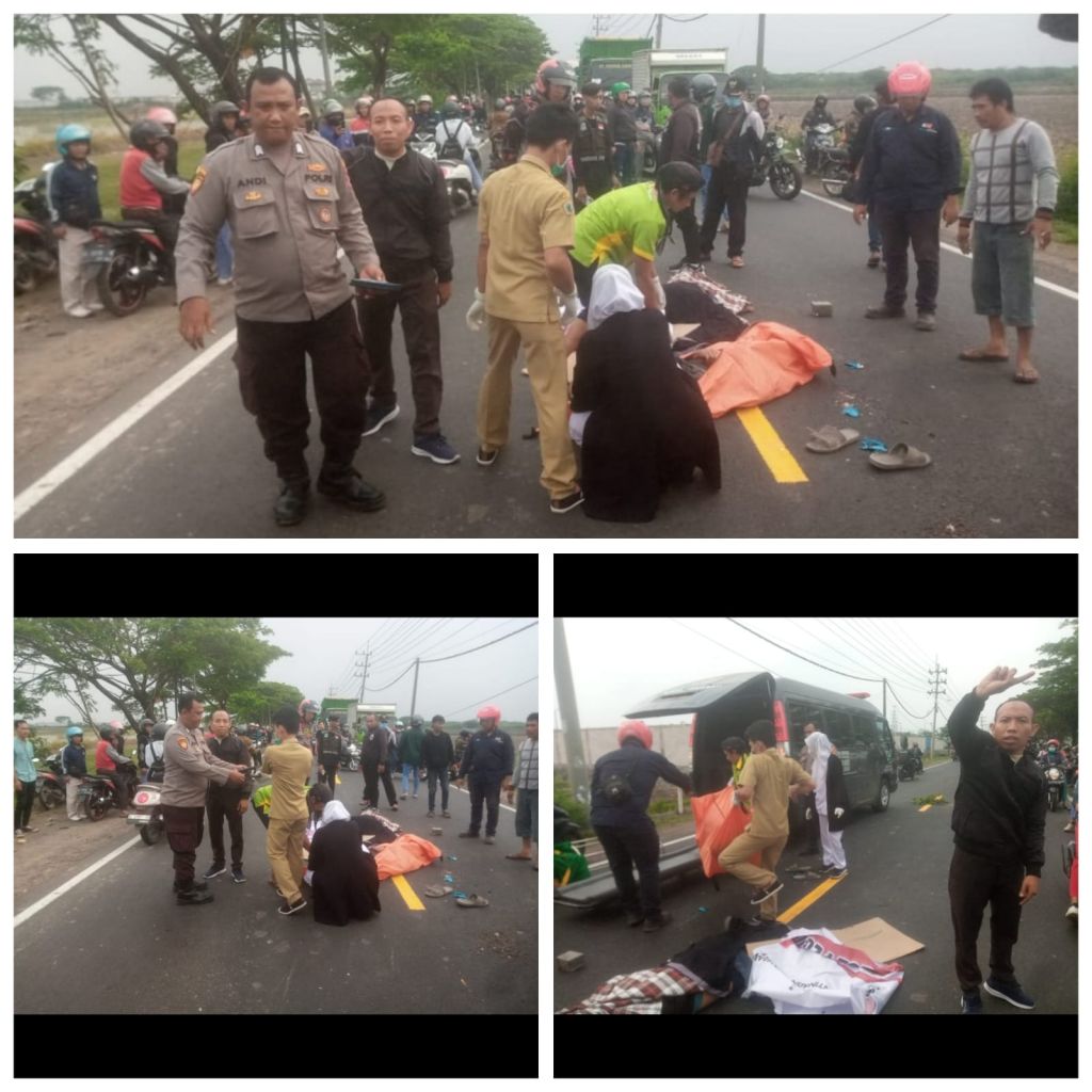 Kecelakaan di Jalan Raya Banjarsari, Desa Banjarsari, Kecamatan Cerme, Kabupaten Gresik.