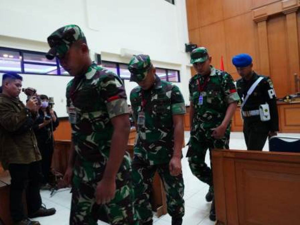 Pembacaan Pledoi kasus pembunuhan berencana yang dilakukan oleh para terdakwa Praka RM, Praka HS dan Praka J