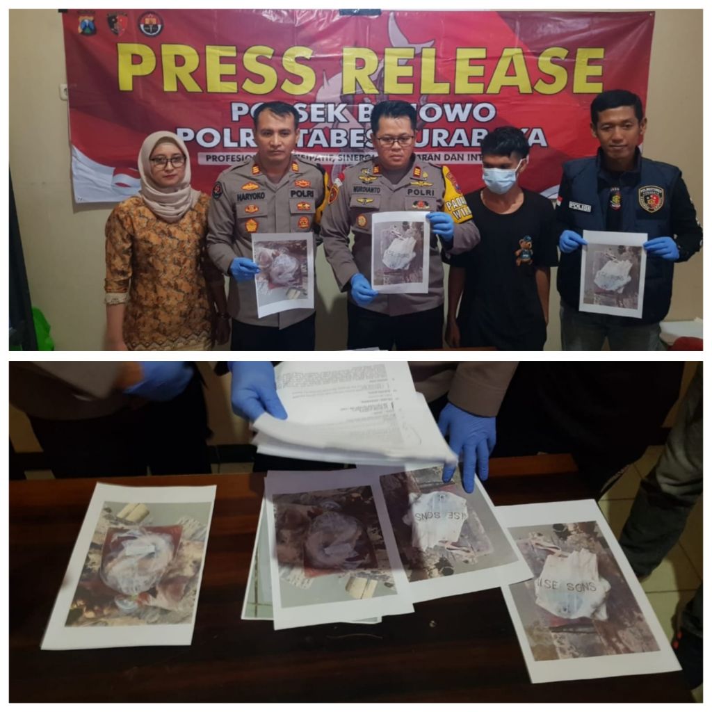 Kapolsek Benowo saat press release temuan potongan payudara