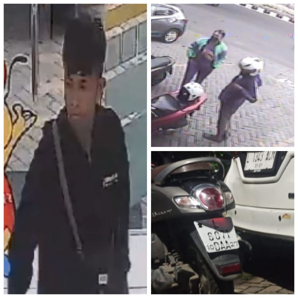 Rekaman CCTV pencurian di halaman parkiran Indomaret di Jalan Pasar Besar