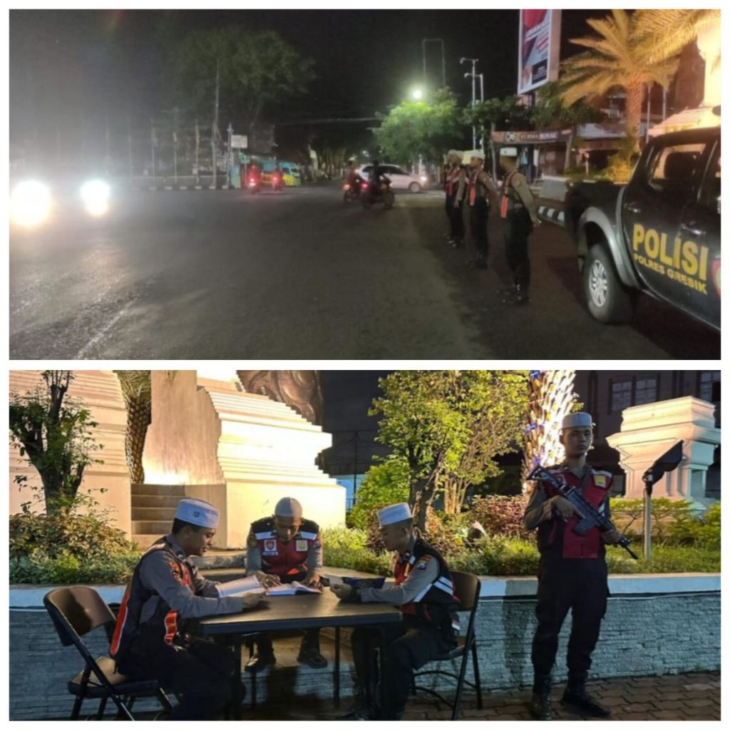 Polres Gresik melakukan patroli Sholat Tarawih di berbagai masjid