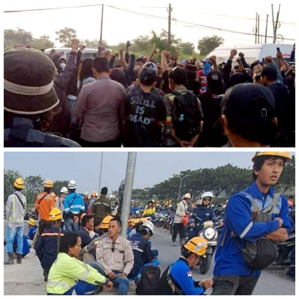 Massa hadang bus yang mengangkut karyawan