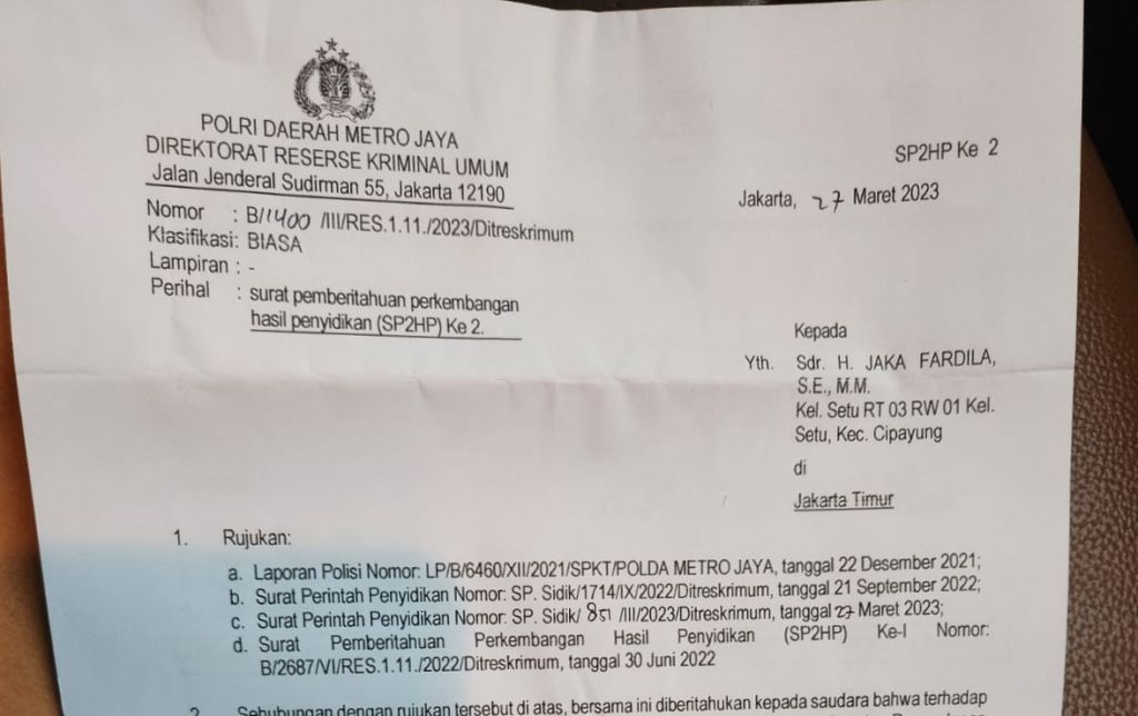 SP2HP laporan Jaka Fardila