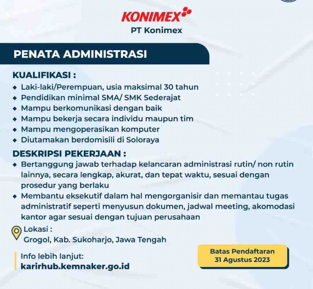 Lowongan kerja PT Konimex