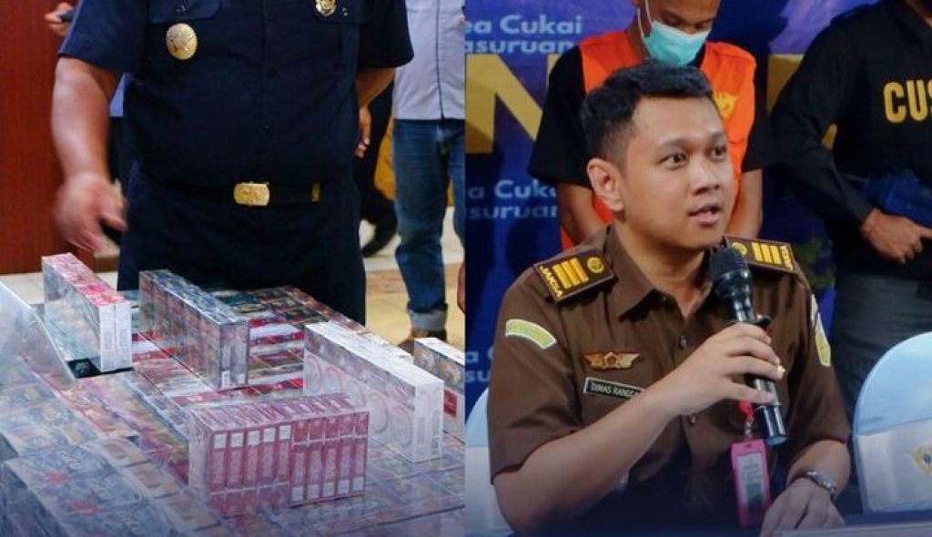 Konferensi pers penyidikan terpadu terhadap pelaku peredaran rokok ilegal di wilayah Pasuruan.