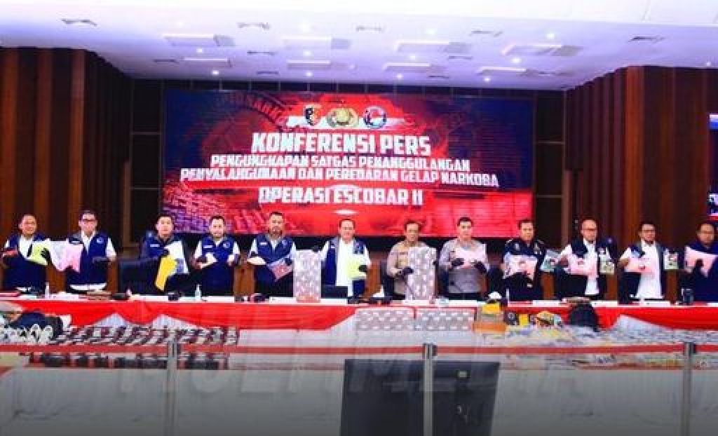 Konferensi pers pengungkapan kasus narkoba di Mabes Polri