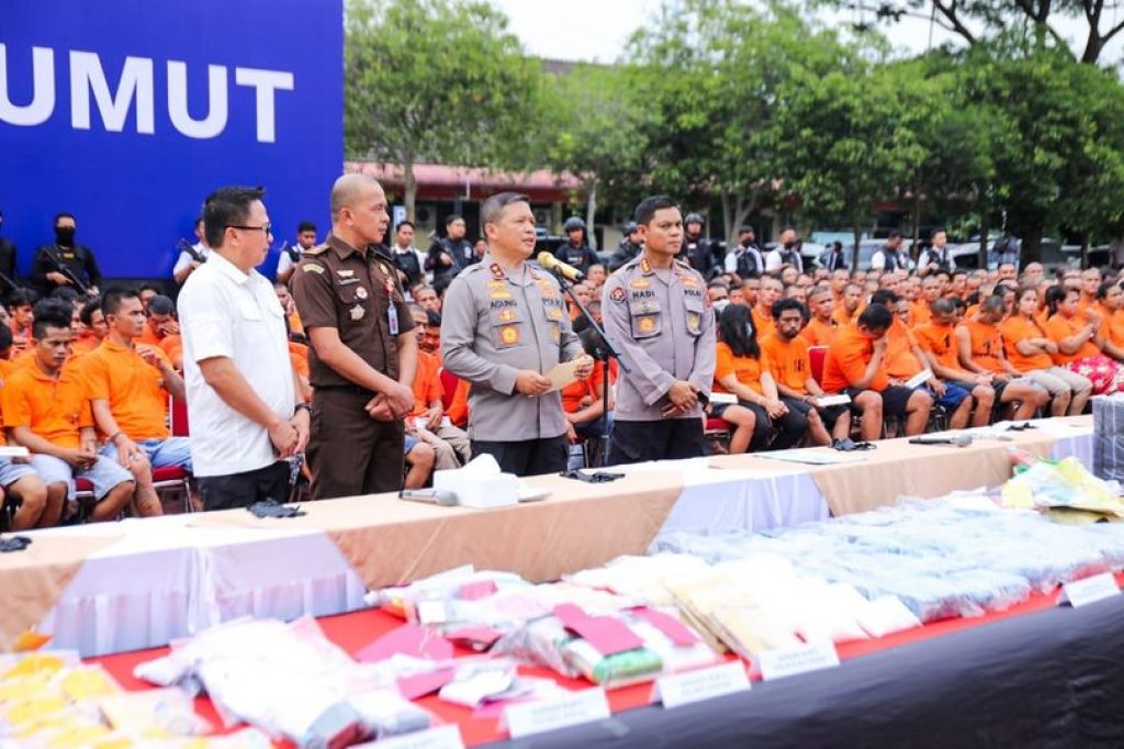 Polda Sumut membongkar home industri pembuatan narkoba di Kecamatan Sei Tualang Raso, Kota Tanjung Balai
