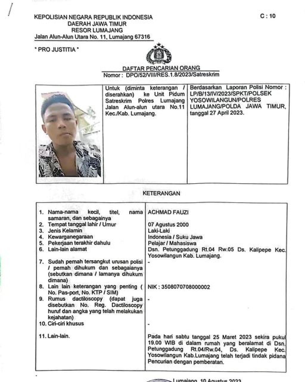DPO Achmad Fauzi