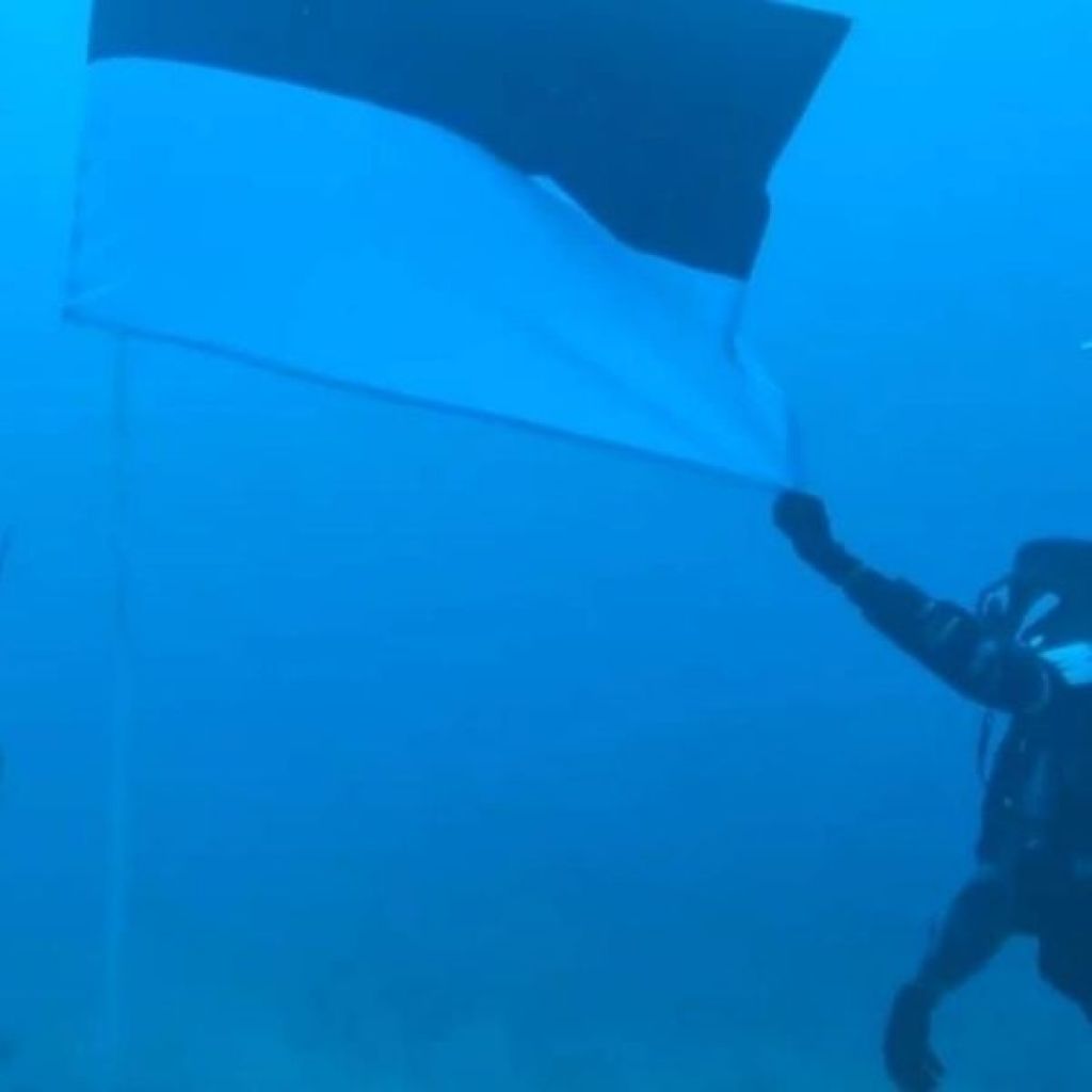 Pengibaran bendera Merah Putih di bawah laut