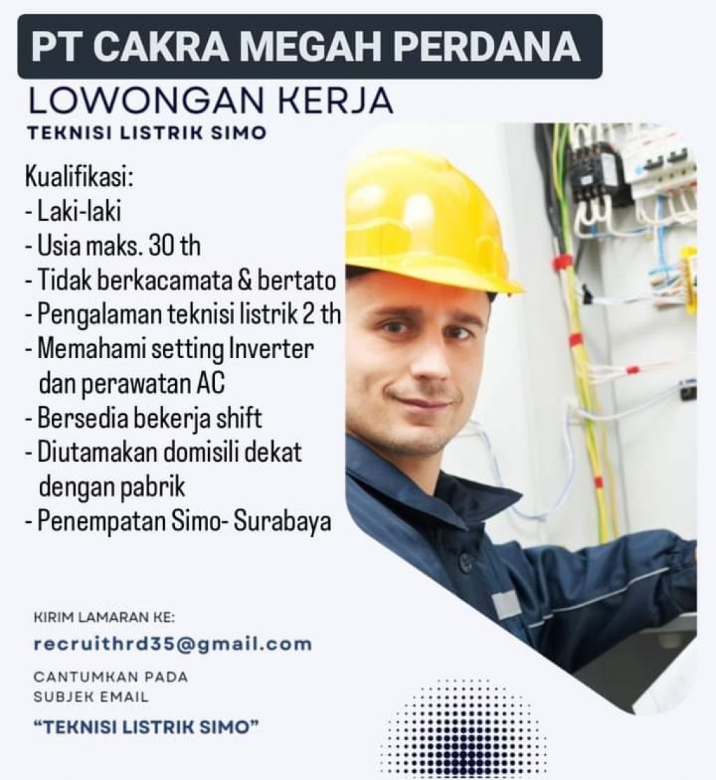 Lowongan kerja di PT Cakra Megah Perdana