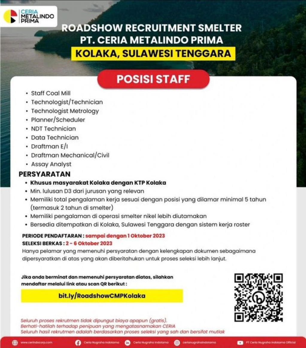 PT Ceria Metalindo Prima membutuhkan tenaga kerja