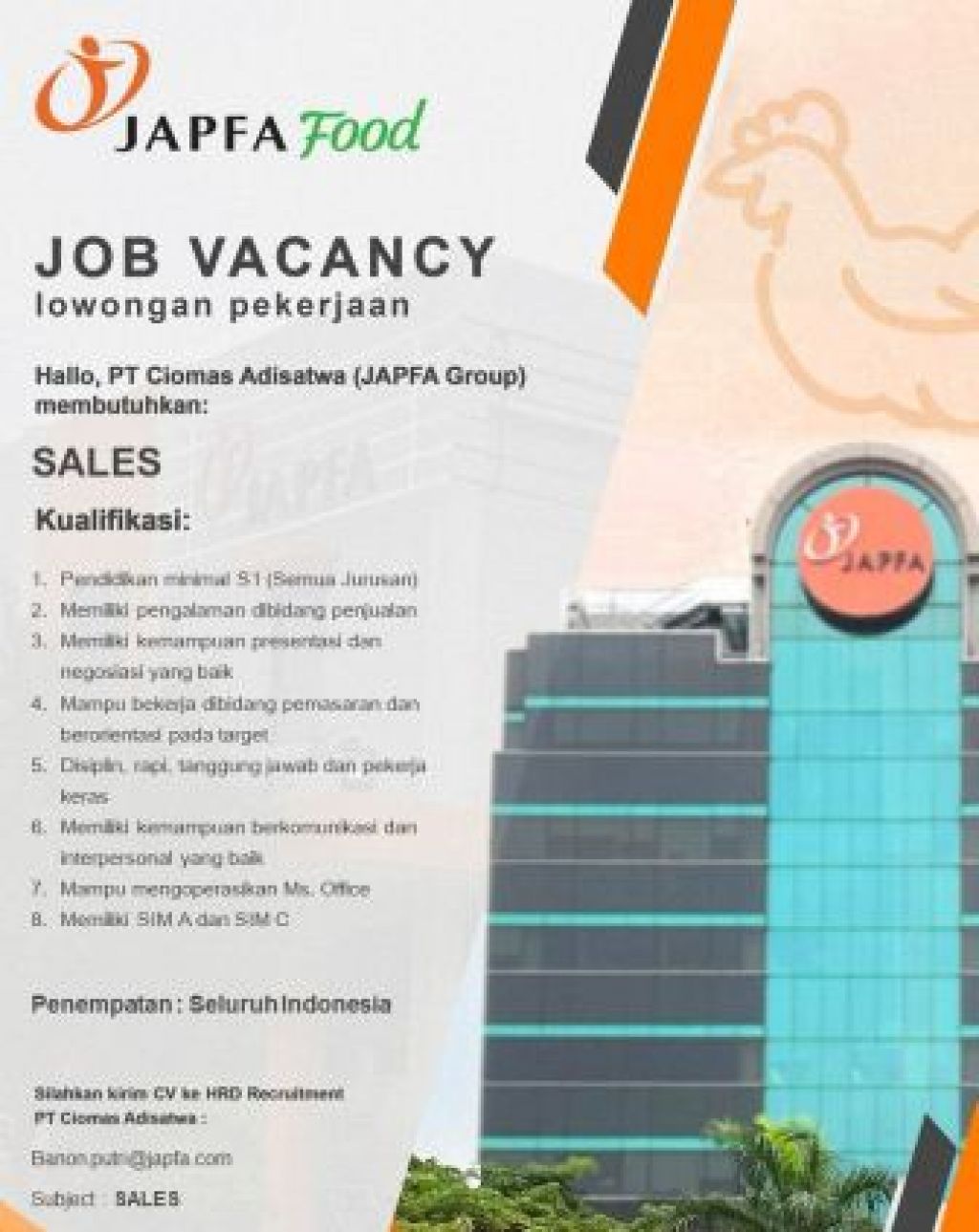 Lowongan kerja di Japfa Group