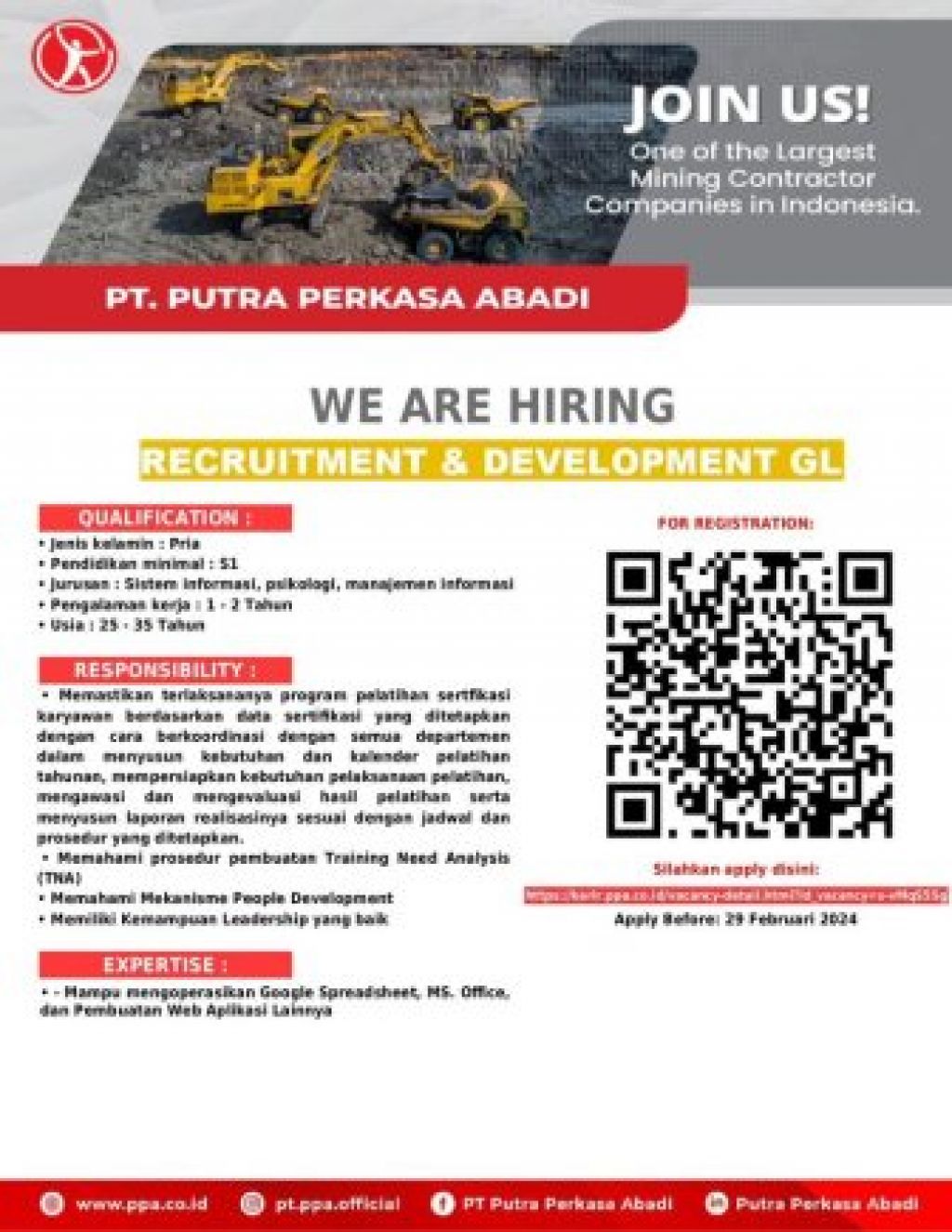 Lowongan kerja di PT Putra Perkasa Abadi