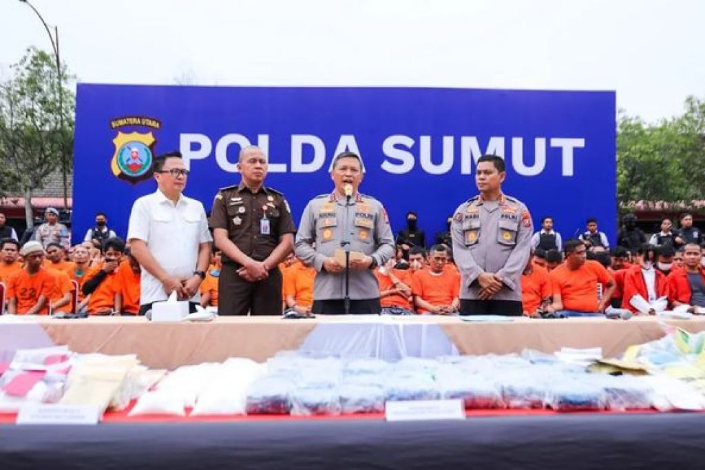 Rilis pengungkapan sejumlah kasus narkoba yang dilakukan Polda Sumut