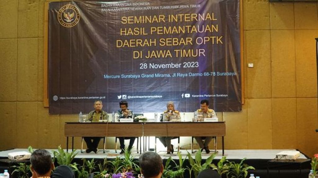 Karantina Surabaya menyelenggarakan Seminar Internal Hasil Pemantauan Daerah Sebar OPTK