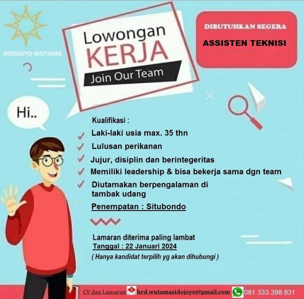 Lowongan kerja Sidojoyo Wutama