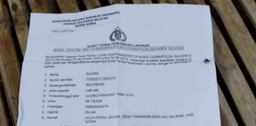 Laporan Suardi di Polres Gowa