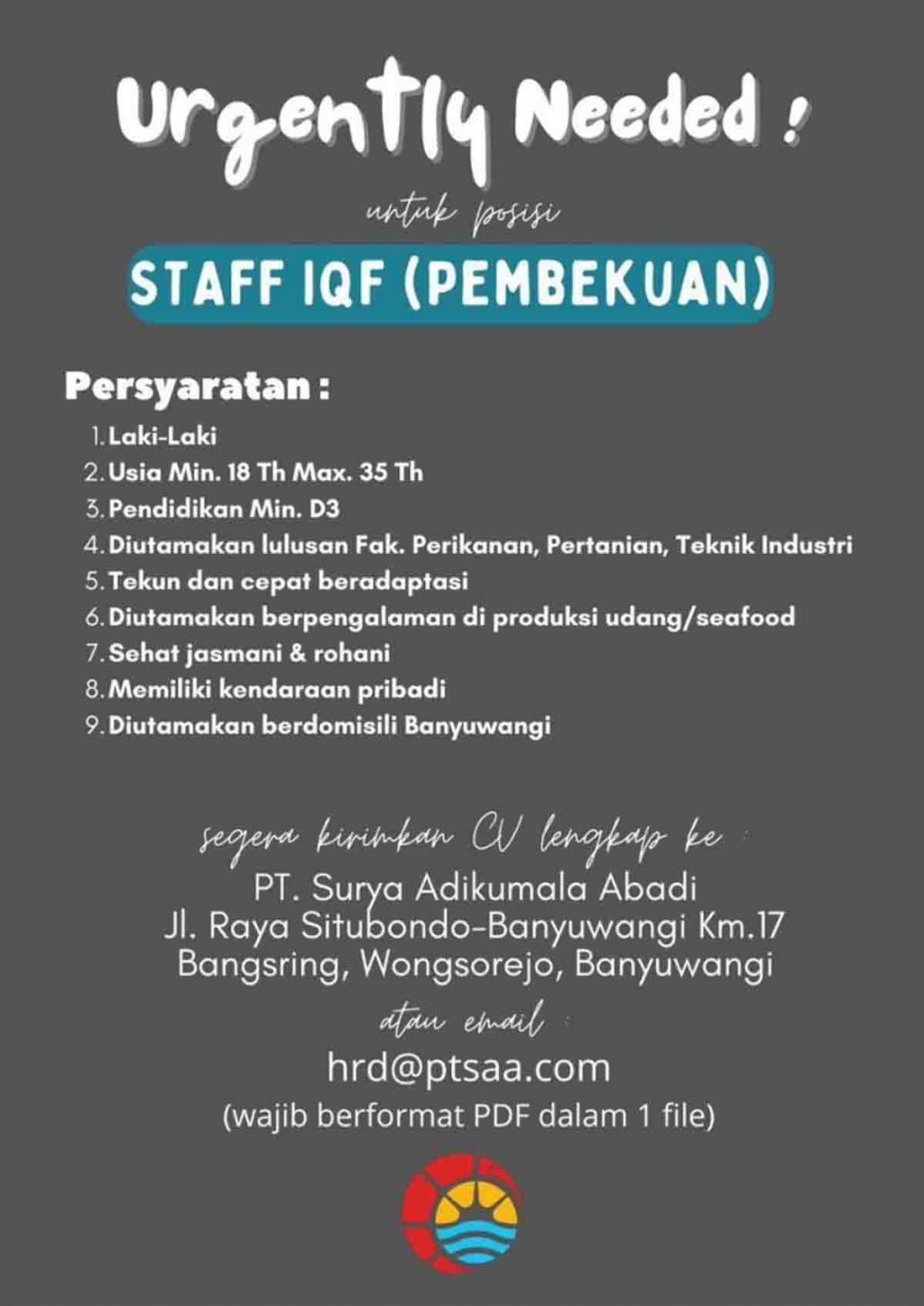 Lowongan kerja di PT Surya Adikumala Abadi