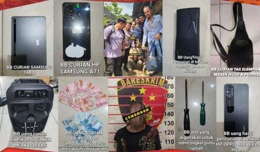 Pelaku dan barang bukti hasil curian