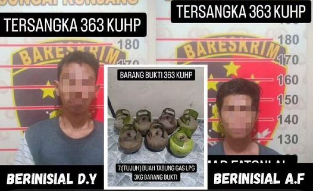 DY dan AF, Dua orang pencuri yang berhasil diamankan Unit Reskrim Polsek Sungai Kunjang