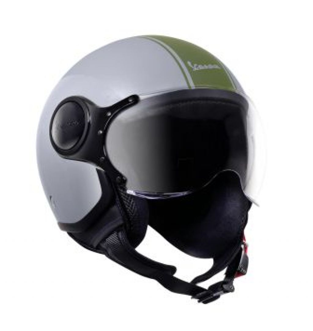 Vespa Genuine Helmet Grey Green Diagonal Kanan